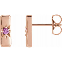 14K Rose Pink Sapphire Starburst Bar Earrings - 87144612P