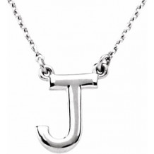 14K White Block Initial J 16 Necklace - 84634123P