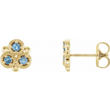 14K Yellow Aquamarine Three-Stone Earrings - 86550601P