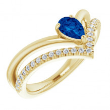 14K Yellow Blue Sapphire & 1/6 CTW Diamond Ring - 71968611P