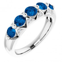 14K White Ceylon Blue Sapphire & .03 CTW Diamond Ring - 693141170P