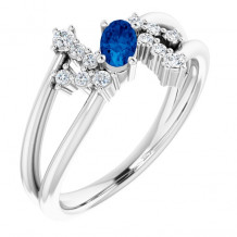 14K White Blue Sapphire & 1/8 CTW Diamond Bypass Ring - 72099611P