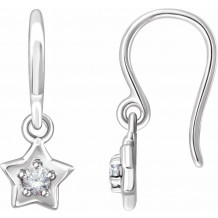 14K White 3 mm Round April Youth Star Birthstone Earrings - 653420611P