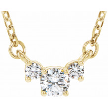 14K Yellow 1/3 CTW Diamond Three-Stone 16-18 Necklace - 86615606P