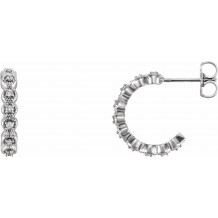 14K White 1/6 CTW Diamond 15.1 mm Hoop Earrings - 86455610P