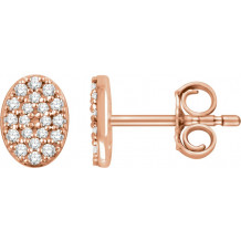 14K Rose 1/6 CTW Diamond Oval Cluster Earrings - 65183160002P
