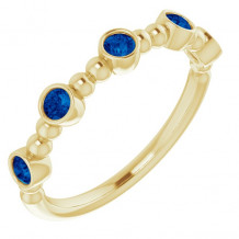 14K Yellow Stackable Blue Sapphire Bead Ring - 71991601P