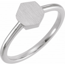14K White  9.5x8 mm Geometric Signet Ring - 52180102P