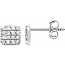 14K White 1/5 CTW Diamond Square Cluster Earrings - 65183460001P