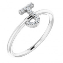 14K White .05 CTW Diamond Initial J Ring - 1238346045P