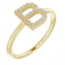 14K Yellow 1/8 CTW Diamond Initial B Ring - 1238346006P