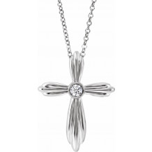 14K White .06 CTW Diamond Cross 16-18 Necklace - R42369620P
