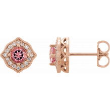 14K Rose Pink Topaz and 1/8 CTW Diamond Earrings - 86590607P