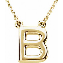 14K Yellow Block Initial B 16 Necklace - 84634103P