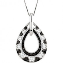 14K White 1/2 CTW Black & White Diamond 18 Necklace - 68327100P