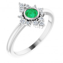 14K White Emerald & 1/5 CTW Diamond Ring - 720896016P
