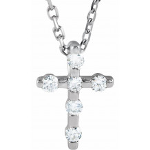 14K White .08 CTW Diamond Cross 16-18 Necklace - R42360605P