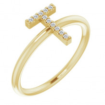 14K Yellow .06 CTW Diamond Initial T Ring - 1238346096P