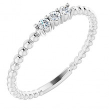 14K White 1/10 CTW Diamond Beaded Ring - 123113600P