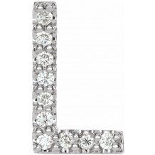 14K White .04 CTW Diamond Single Initial L Earring - 867976055P