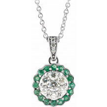 14K White Emerald & 1/3 CTW Diamond Necklace - 65201560001P
