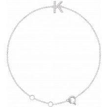 14K White .05 CTW Diamond Initial K 6-7 Bracelet - 65268960011P