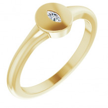 14K Yellow .05 CT Diamond Signet Ring - 124356104P