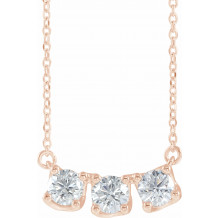 14K Rose 1 CTW Diamond Three-Stone Curved Bar 18 Necklace - 86917617P