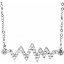 14K White 1/6 CTW Diamond Heartbeat 16-18 Necklace - 65214660001P
