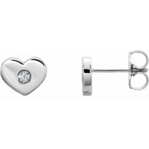 14K White .06 CTW Diamond Heart Earrings - 86336600P