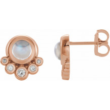 14K Rose Moonstone & 1/8 CTW Diamond Earrings - 86780617P