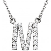 14K White Initial M 1/6 CTW Diamond 16 Necklace - 67311112P