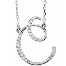 14K White 1/10 CTW Diamond Initial C 16 Necklace - 67399104P