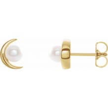 14K Yellow Freshwater Cultured Pearl Earrings - 86805601P