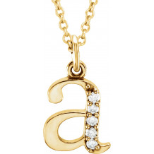 14K Yellow .025 CTW Diamond Lowercase Initial a 16 Necklace - 8580360001P