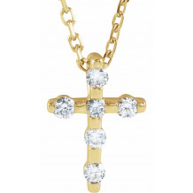 14K Yellow .08 CTW Diamond Cross 16-18 Necklace - R42360606P