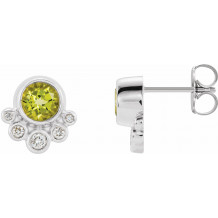 14K White Peridot & 1/8 CTW Diamond Earrings - 86777635P