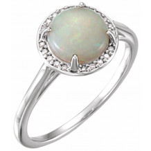14K White Opal & .05 CTW Diamond Ring - 7163270004P