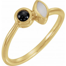 14K Yellow Opal & Onyx Ring - 72044601P