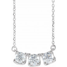 14K White 1 CTW Diamond Three-Stone Curved Bar 16 Necklace - 86917610P
