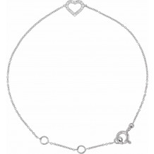 14K White .06 CTW Diamond Heart 7 Bracelet - 68636100P