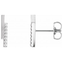 Platinum Beaded Bar Earring - 86569603P