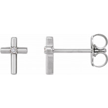 14K White .01 CTW Diamond Cross Earrings - R17024600P