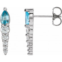 14K White Blue Zircon & 1/4 CTW Diamond Earrings - 870256012P