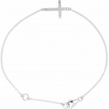 14K White 1/5 CTW Diamond Sideways Cross 8 Bracelet - 651343101P