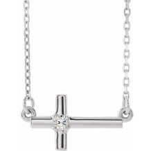 14K White .03 CTW Diamond Sideways Cross 16-18 Necklace - R42356615P