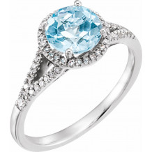 14K White Sky Blue Topaz & 1/5 CTW Diamond Ring - 65130070004P