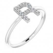 14K White .06 CTW Diamond Initial R Ring - 1238346085P