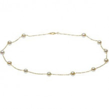 14K Yellow Pearl Station 16" Necklace