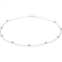 14K White Freshwater Cultured Pearl Station 18" Necklace